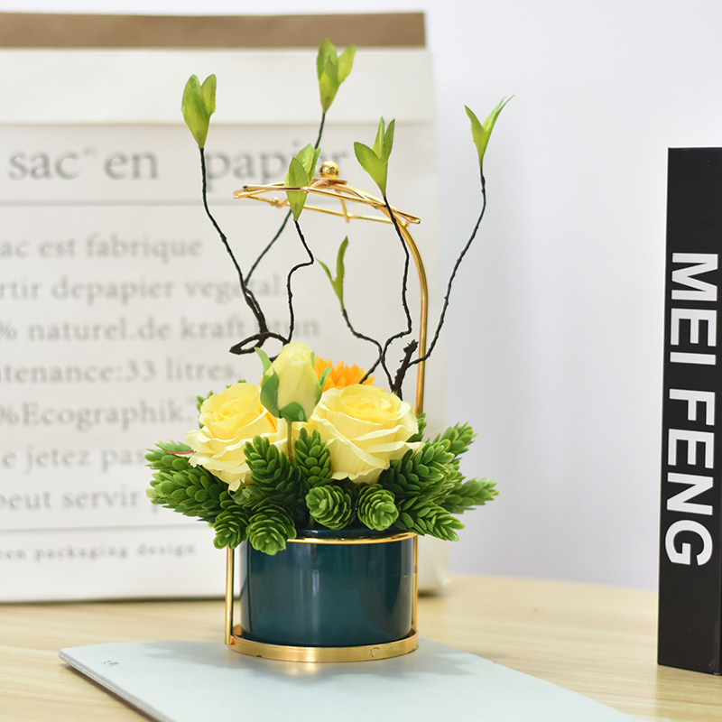 New simulation fake silk flower table Nordic home light luxury decoration study living room hotel window new house decoration