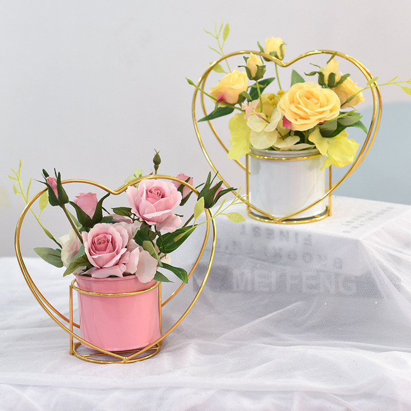 ins simple coffee table flower dining table simulation fake flower art Nordic light luxury decoration TV cabinet living room study room decoration