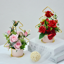 ins Nordic home tea table emulation floral hotel table placement light and luxurious decoration TV cabinet Living room Book room