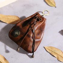 Xiaoxin has rice hand-made change bag female simple retro-collection bag waist hang personalized cow-skin keys package