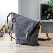Xiao Shi has rice canvas bag female artistic and retro shoulder bag casual personality simple backpack large capacity slant bag bag
