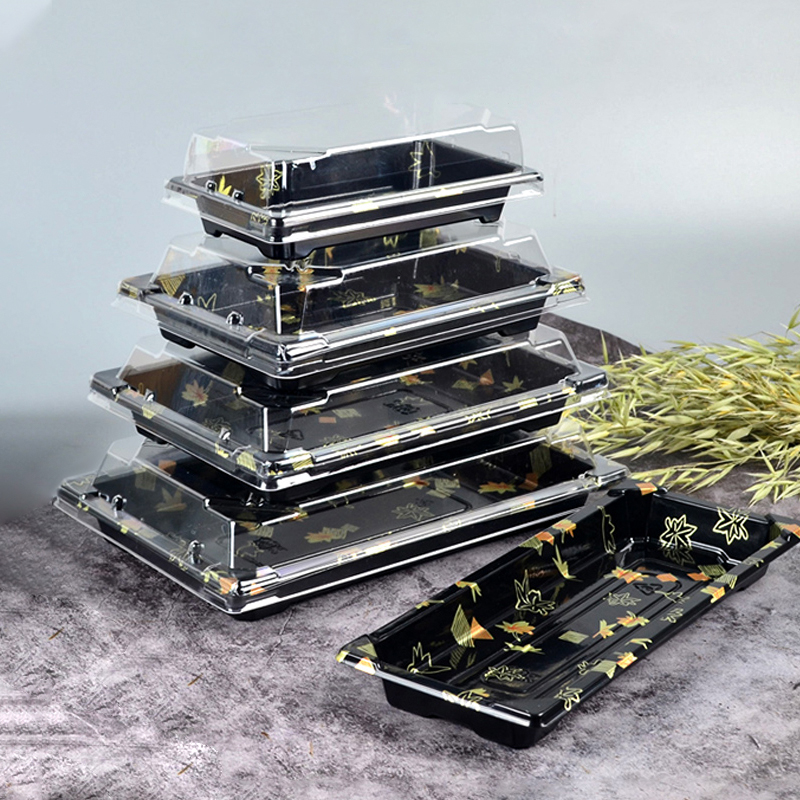 Sushi box rectangular disposable salmon sweet shrimp sashimi plate business food delivery packaging box