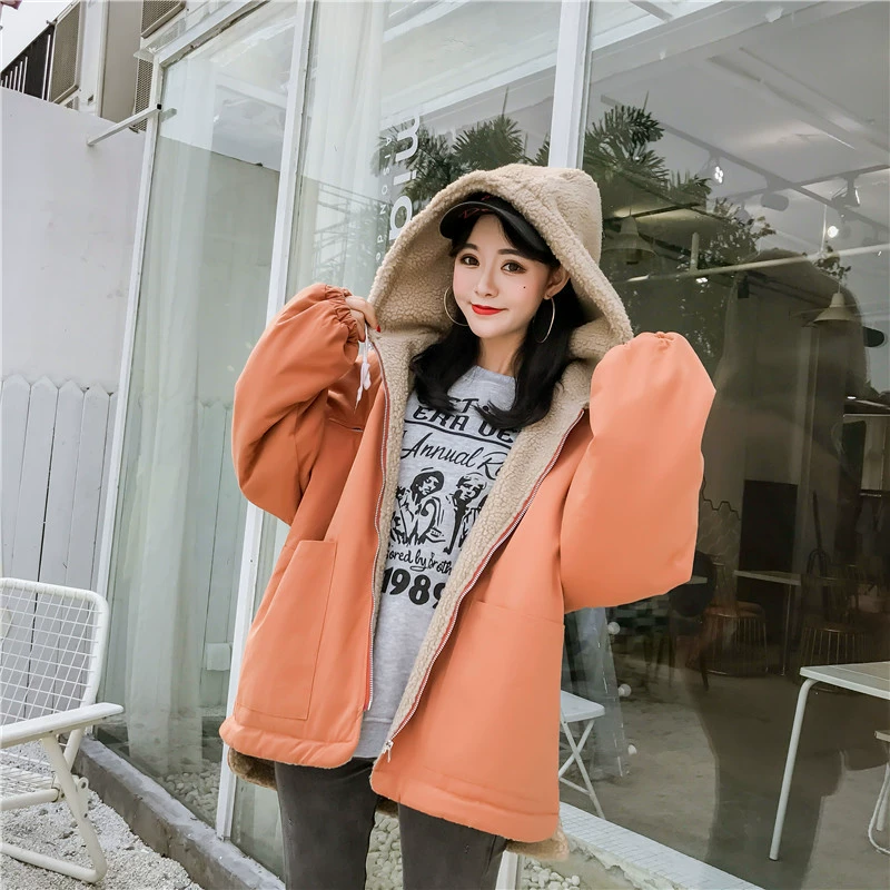 Cotton nữ 2018 mới sinh viên Hàn Quốc bf Harajuku áo khoác dày dày ấm áp lông cừu sang trọng mùa đông