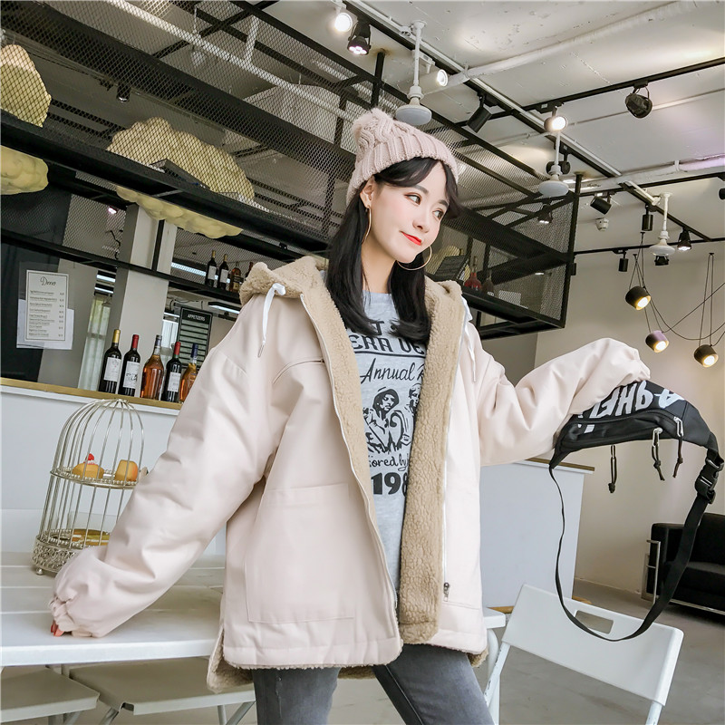 Cotton nữ 2018 mới sinh viên Hàn Quốc bf Harajuku áo khoác dày dày ấm áp lông cừu sang trọng mùa đông áo phao dài nữ