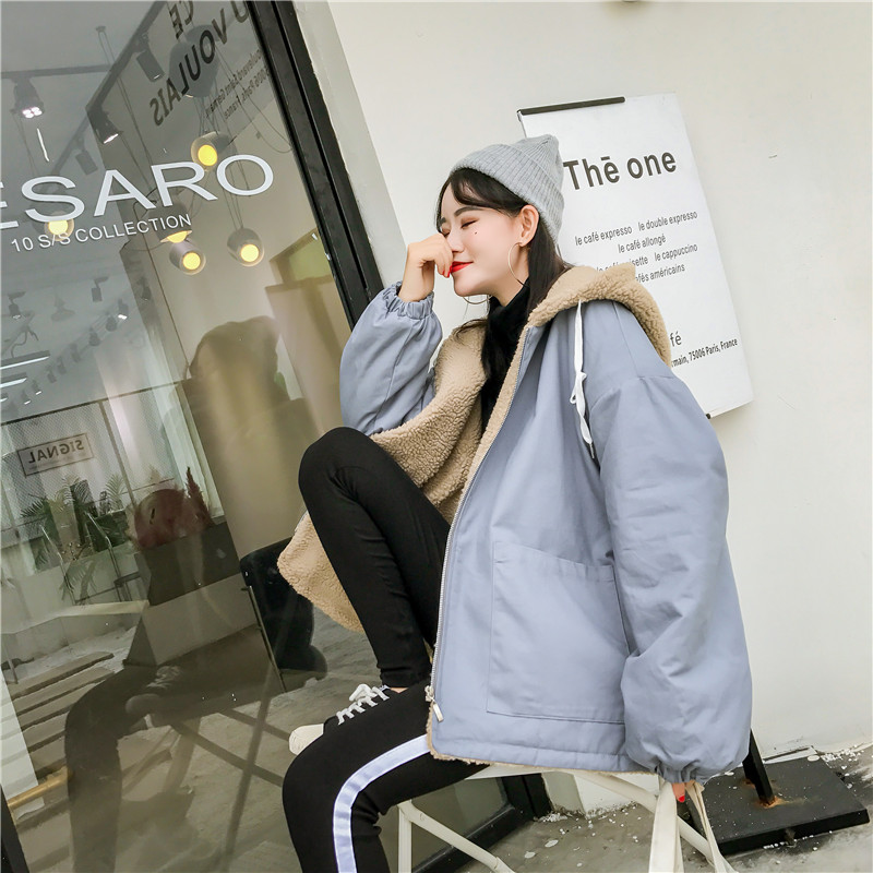 Cotton nữ 2018 mới sinh viên Hàn Quốc bf Harajuku áo khoác dày dày ấm áp lông cừu sang trọng mùa đông áo phao dài nữ
