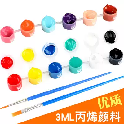 3ml Acrylic paint small box 12 color set with pen Kindergarten children diy stone graffiti waterproof painting