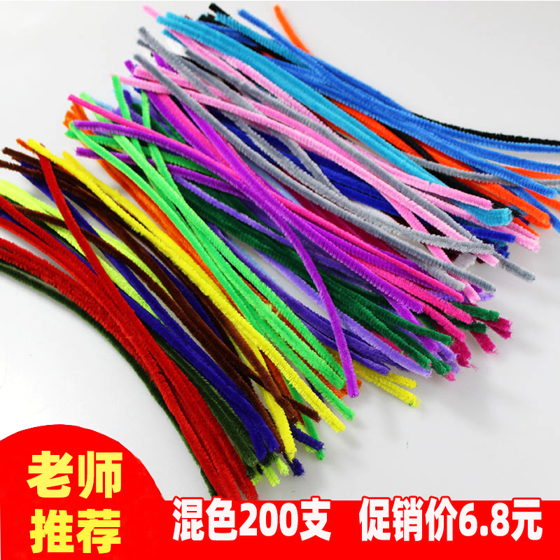 DIY Handmade Material Colored Mulgan Hair Brush Bar Twigs Wool Kindergarten Children Creative Fine Arts Plush Strips