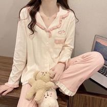 Chaoshan Jieyang pajamas womens spring and autumn new Japanese simple ladies long-sleeved sweet ins style homewear suit