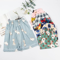 Pajama pants womens summer shorts pure cotton thin section plus size sports shorts womens loose womens pajama pants can be worn outside the home pants