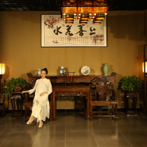 Chinese-style solid wood Zhongtang six-piece home Taishi chair Eight Immortals table four-piece rural Buddhist hall for table antique case