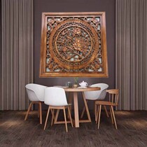 East Yang Wood Carving China Wind Kirin Five Fu Pendant Fragrant Camphor Wood Engraving Chinese Living Room Genguan Background Wall Wall Decoration