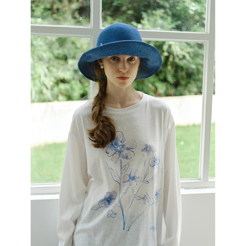 Digwill Ink Print Long-Sleeved T-Shirt Sun Protection Cover-Up Lazy Top Digwill Ink Print Long-Sleeved T-Shirt Sun Protection Cover-Up Lazy Top