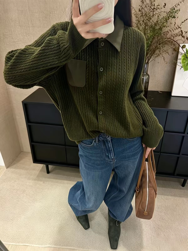 Old Money Style Square-Neck Slimming Cardigan Old Money Style Square-Neck Slimming Cardigan