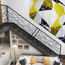 Modern minimalist staircase handrail villa corridor Chinese style guardrail duplex light luxury fence European style indoor iron railing