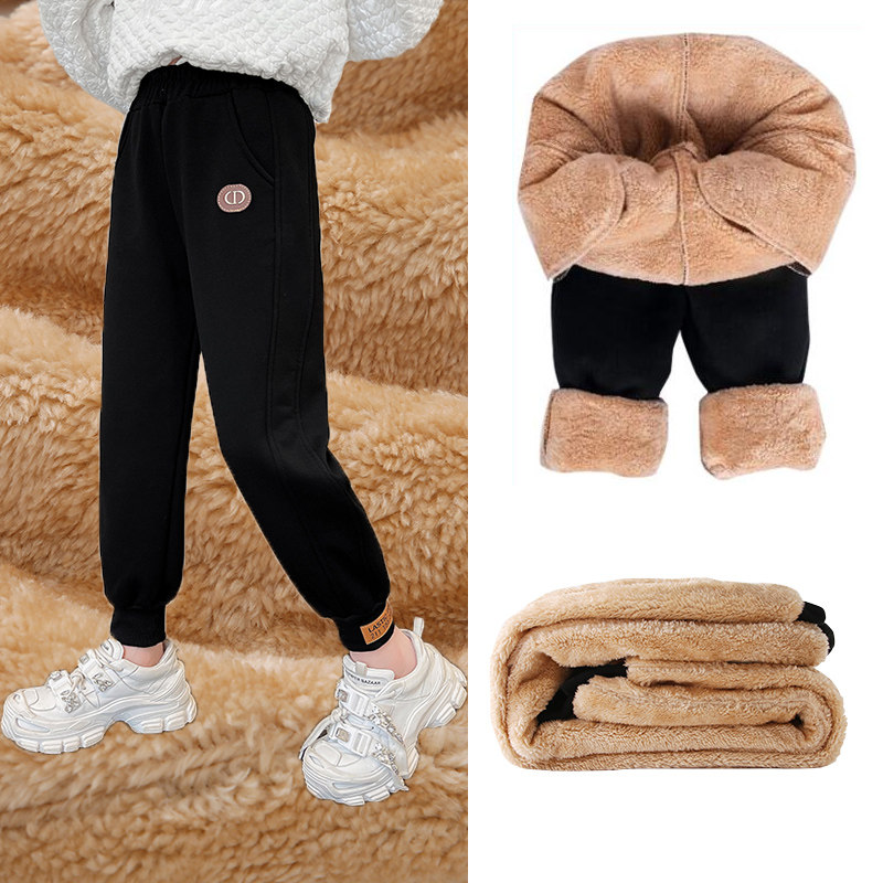 Girl Sports Pants Thickened Trousers Children CUHK Scouts Gush Girl Winter Pants One Over Winter Cotton Pants