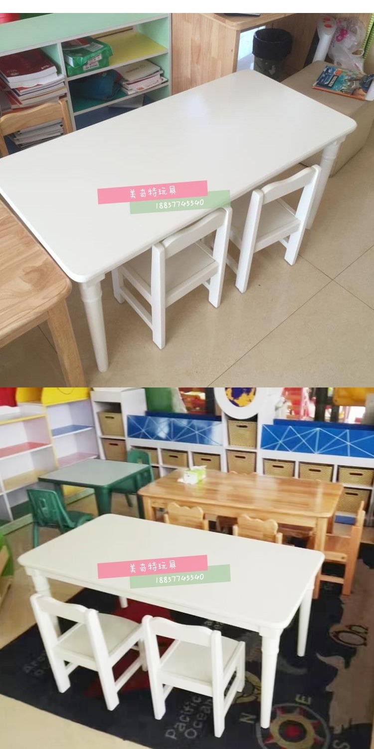 Sơn đầy màu sắc cho trẻ em sáu bàn vuông mẫu giáo trung tâm giáo dục sớm sơn bàn trắng học bàn Bắc Âu - Phòng trẻ em / Bàn ghế bàn học cho trẻ lớp 1