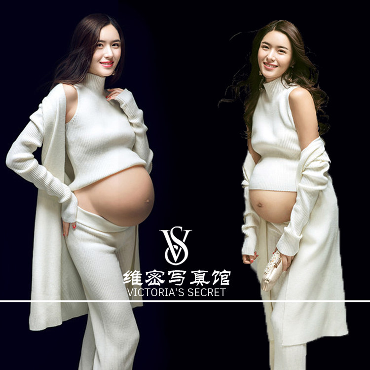 2019 Pregnant Women Photos Clothing High End Exhibition New White Sexy Fashion Brief Photo Gallery Art Writing True