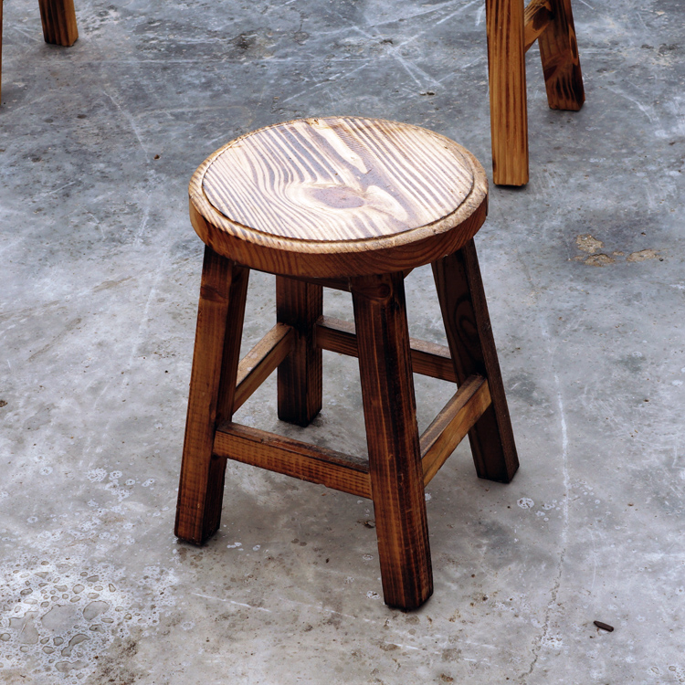 Bar Bar Chair Hotel Solid wooden tables and chairs Snackshop Farmer Carbonized Table and Chair