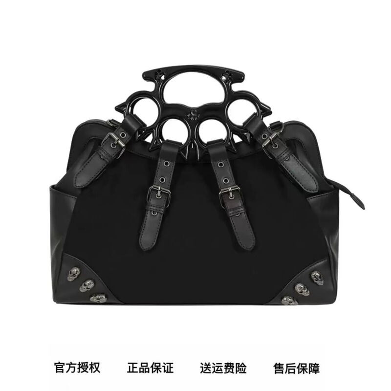 Stereoman Europe Banned Officially Licensed Gothic Metal Studded Cat Ear Shaped Handle Crossbody Bag