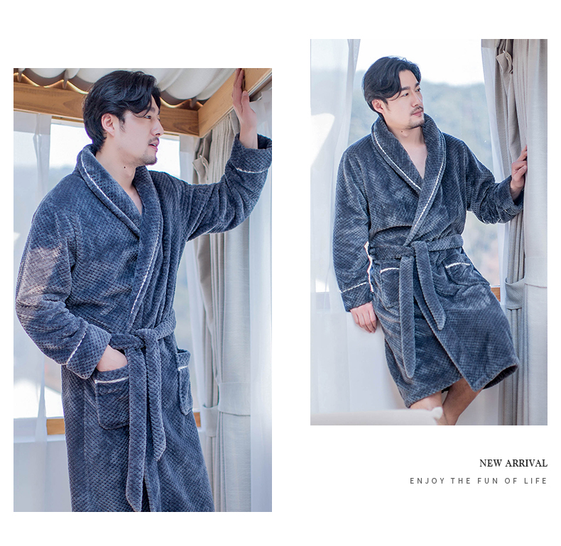 Áo ngủ nữ mùa đông flannel dày dài lỏng lẻo kích thước lớn lông cừu áo choàng tắm nam đôi áo choàng tắm dịch vụ nhà đồ ngủ hình thú