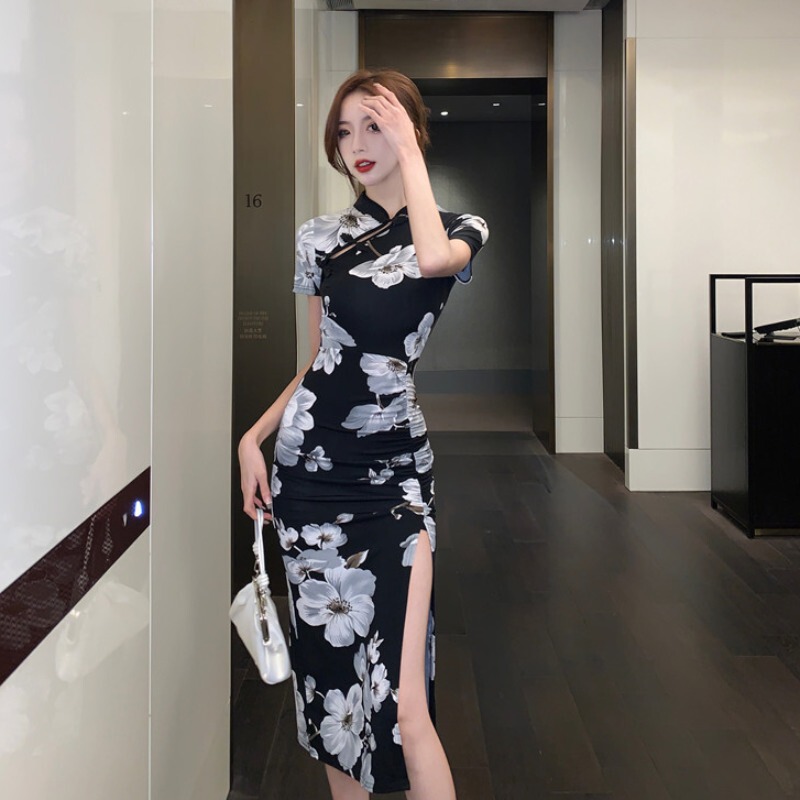 Spa Foot Bath Technician Work Clothes, Soft Workwear, Improved Cheongsam, New Style Foot Massage Sauna Massage Dress, Retro