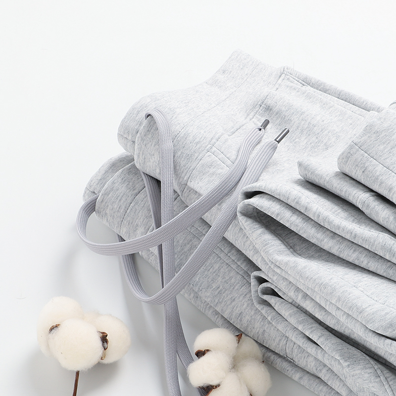 Clear Sky Gray Pure Cotton Cloud-Like Stretchy Loose Jogger Sweatpants for Men, Casual Versatile Sports Cuffed Long Pants for Spring