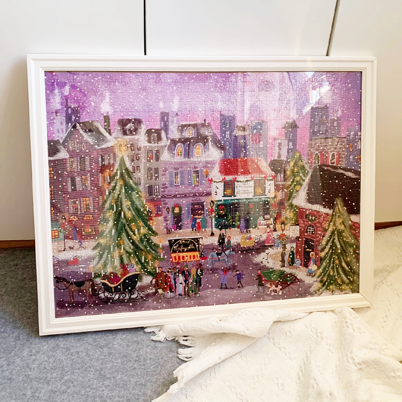 Jigsaw Puzzle Frame Galison Christmas Square Picture Frame Wall-Mounted Frame 1000-Piece Photo Frame 70*50 Puzzle Frame