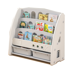 曼龙儿童书架收纳架一体宝宝绘本架落地书柜置物架玩具收纳柜家用