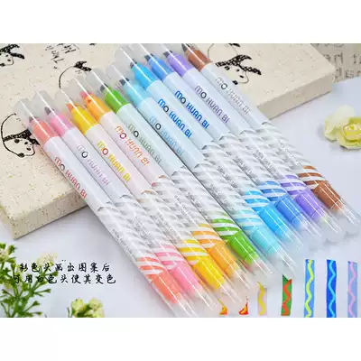 Nairu's new magic double-headed pen, two-color fluorescent marker, student marker, color change, color rough stroke, key hand account