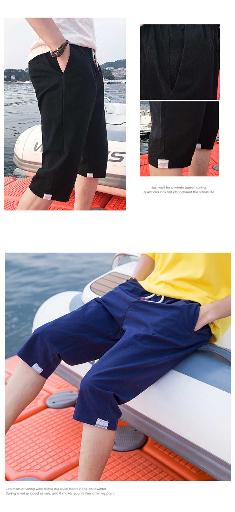 Mùa hè 2018 phiên bản Hàn Quốc mới của giới trẻ tự tu bảy điểm quần âu quần cotton harem quần baggy nam