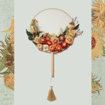 Ancient style handmade DIY group fan party building materials bag dried flower fan materials Group building corporate community activities