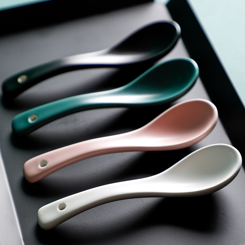 Special home Nordic ceramic large spoon matte spoon long handle rice spoon creative small spoon household spoon porridge spoon
