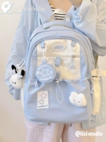 Синяя большая подвеска с бантиком, значок