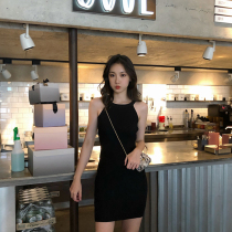 Spice girl hanging neck vest dress dress women 2021 new summer waist suspender skirt sexy tight hip short skirt