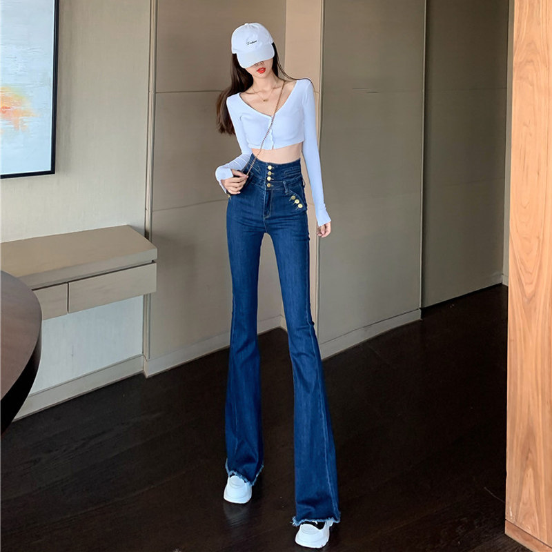 Flared Pants Super High Waist Jeans Women's new summer 2021 slim slim slim slim pants wide leg flooring pants