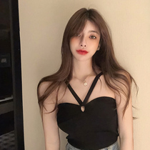 Black beauty back cross hanging neck sling vest women inside and outside wearing a chest sexy hot girl wrapped chest bottom coat summer