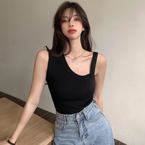 Irregular inclined shoulder black vest female summer outside wear design sense niche inside hot girl sexy bottoming Suspender top