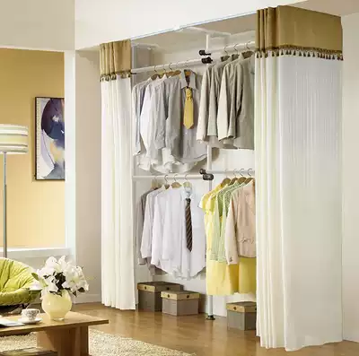 Simple steel rack Cloakroom wardrobe Open assembly hanger Stand-up combination clothes rack