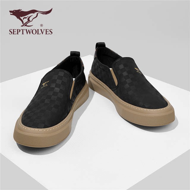 Septwolves Slip-On Men's Shoes 2024 New Ice Silk Cloth Shoes Summer Breathable Casual Black Men's Canvas Shoes