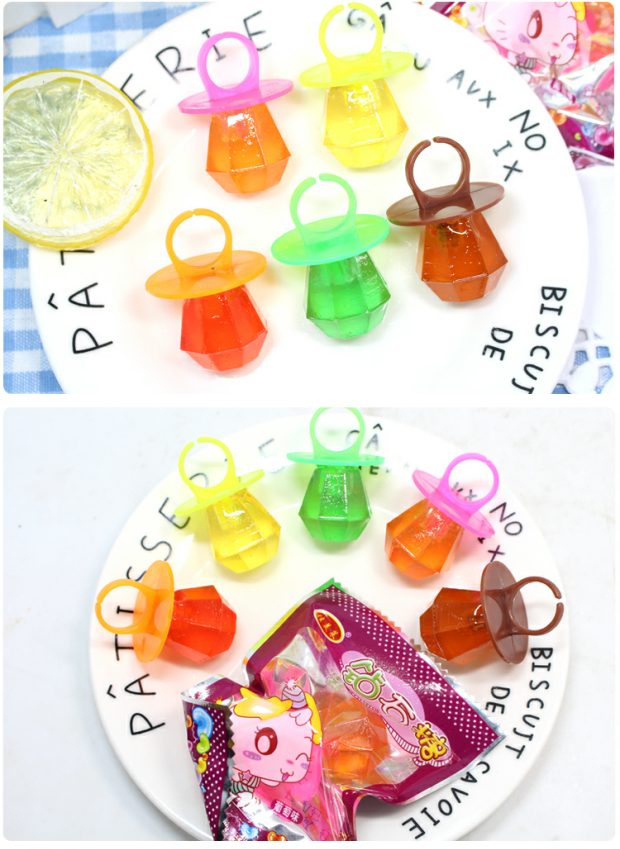 Diamond Sugar Jiameilai Children Sugar Sugar Sugar 10g * 30 Pack Kẹo pha lê hoài cổ Đồ ăn vặt sáng tạo - Nhẫn nhẫn vàng nữ