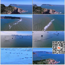 Atmospheric motherland Mountains and Rivers aerial photography sea Bohai Strait video material Yellow Sea Yellow Sea and Bohai Sea Interchange Temple Island Islands