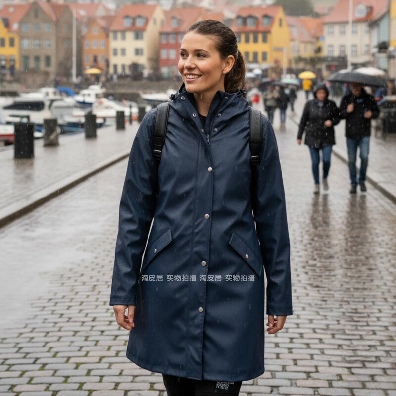 162961 Windbreaker Style Raincoat! Norwegian Single~ Taped Seams Windproof and Waterproof Mid-Length Outdoor Hooded Jacket for Women 0.7