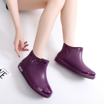 Rain shoes womens adult fashion models wear short tube water shoes Korean version rain boots work shoes non-slip warm velvet thick winter