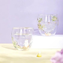 The Palace Milk Coffee Tea Cup Flower and Animal Double - layer Insulation Glass Laurent Palace Cat Month Cup