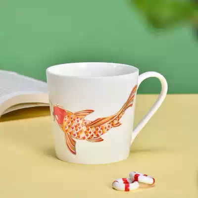 Forbidden City Children's Fun Koi Hongyun to Mug Ceramic Cup Water Cup Gift Carp Leap Dragon Gate Koi Cup