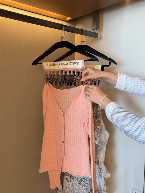 Travel folding clothes rack portable fabric business trip hotel multi-clip clothes rack multi-functional sorting storage hook