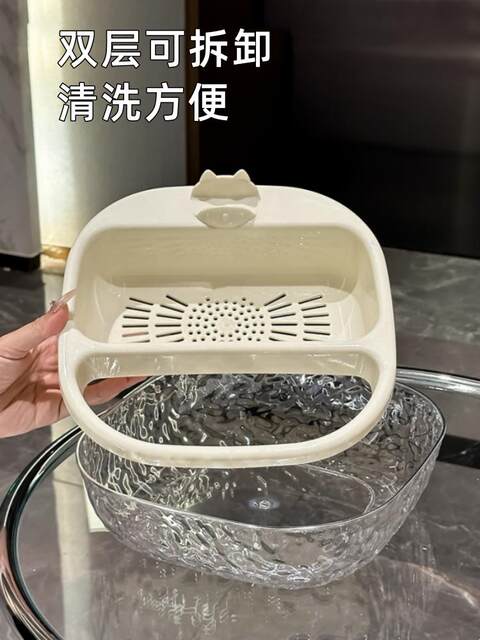 Desktop trash can, light luxury and high-end 2025 new style, high-looking, drama-eating melon seed artifact, square double-layer drain tray