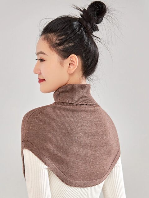 High collar knitted fake collar women's pullover neck scarf cervical spine woolen cold-proof shawl 2025 new autumn and winter warm neck hood