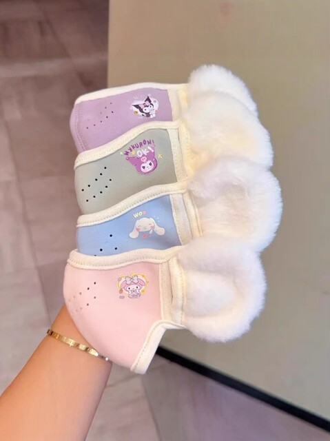 Children's Warm Mask and Earmuffs Integrated Autumn and Winter Kuromi Cartoon Cute Student Anti-Cold and Windproof Plush Mask