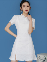 White retro qipao 2021 The new womens summer improved version of the young girls small subshort one-piece dress
